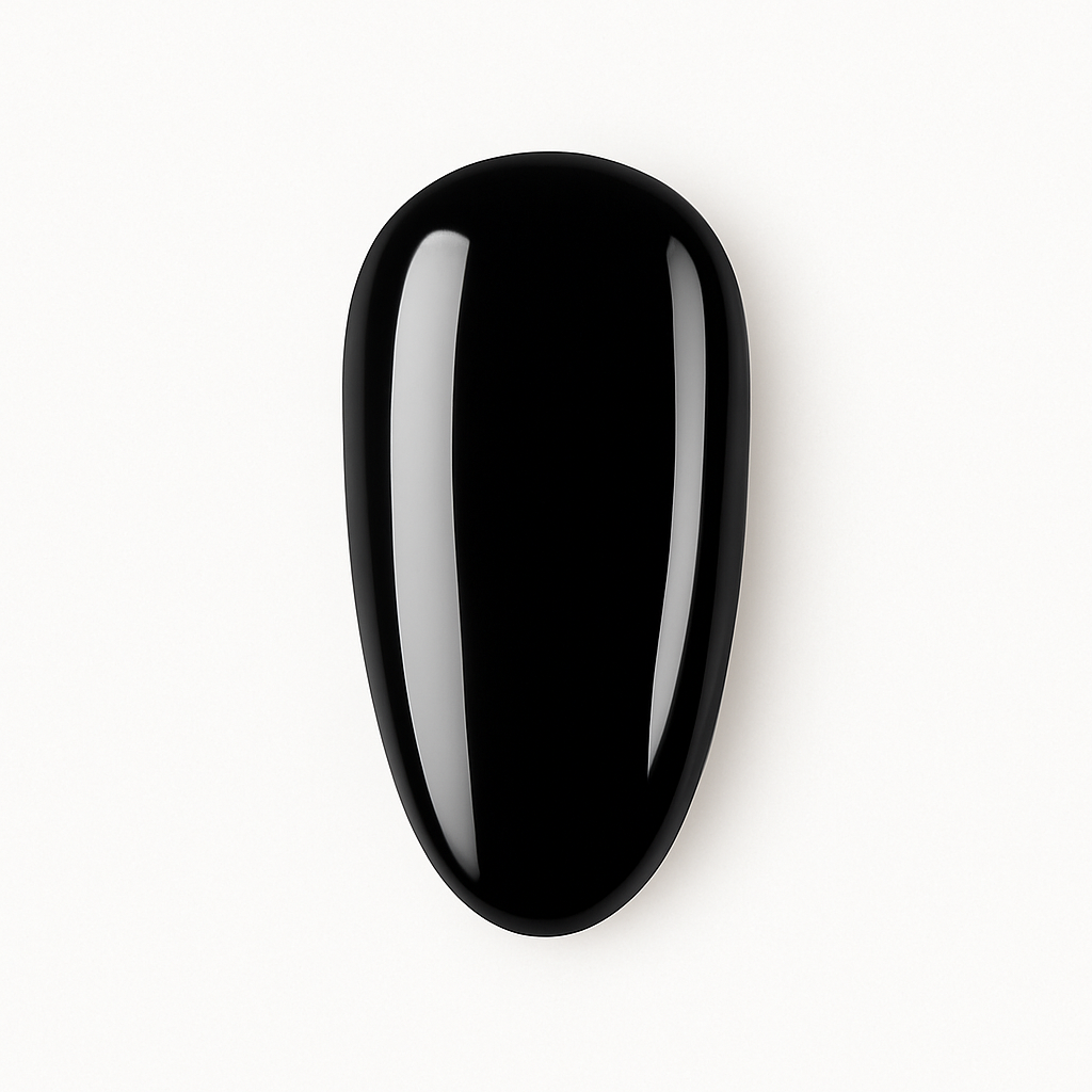 Glänzender Nageltip mit No Wipe Top Coat auf weißem Hintergrund – versiegeltes Hochglanz-Finish ohne Cleaner