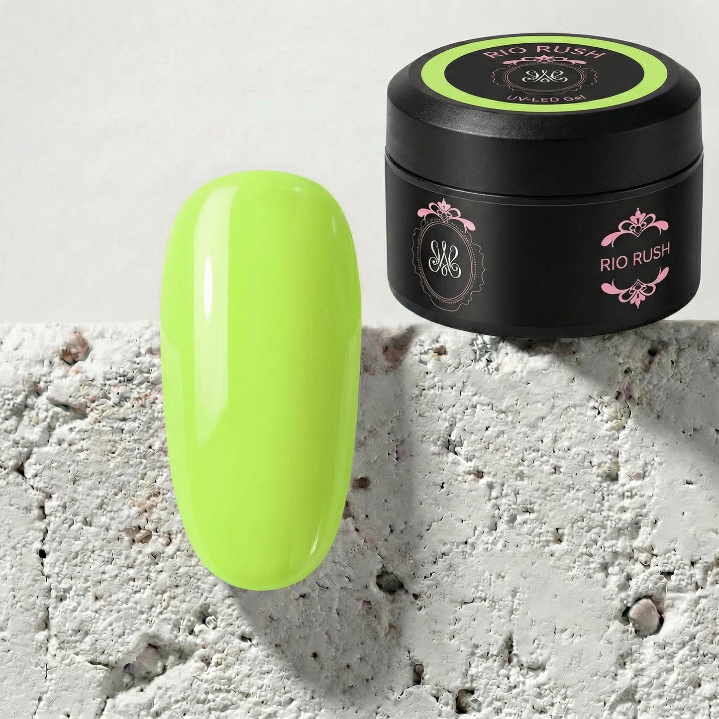 Neon UV Builder Gel Rio Rush – Giftiges Neon-Grün mit maximaler Leuchtkraft, säurefrei.