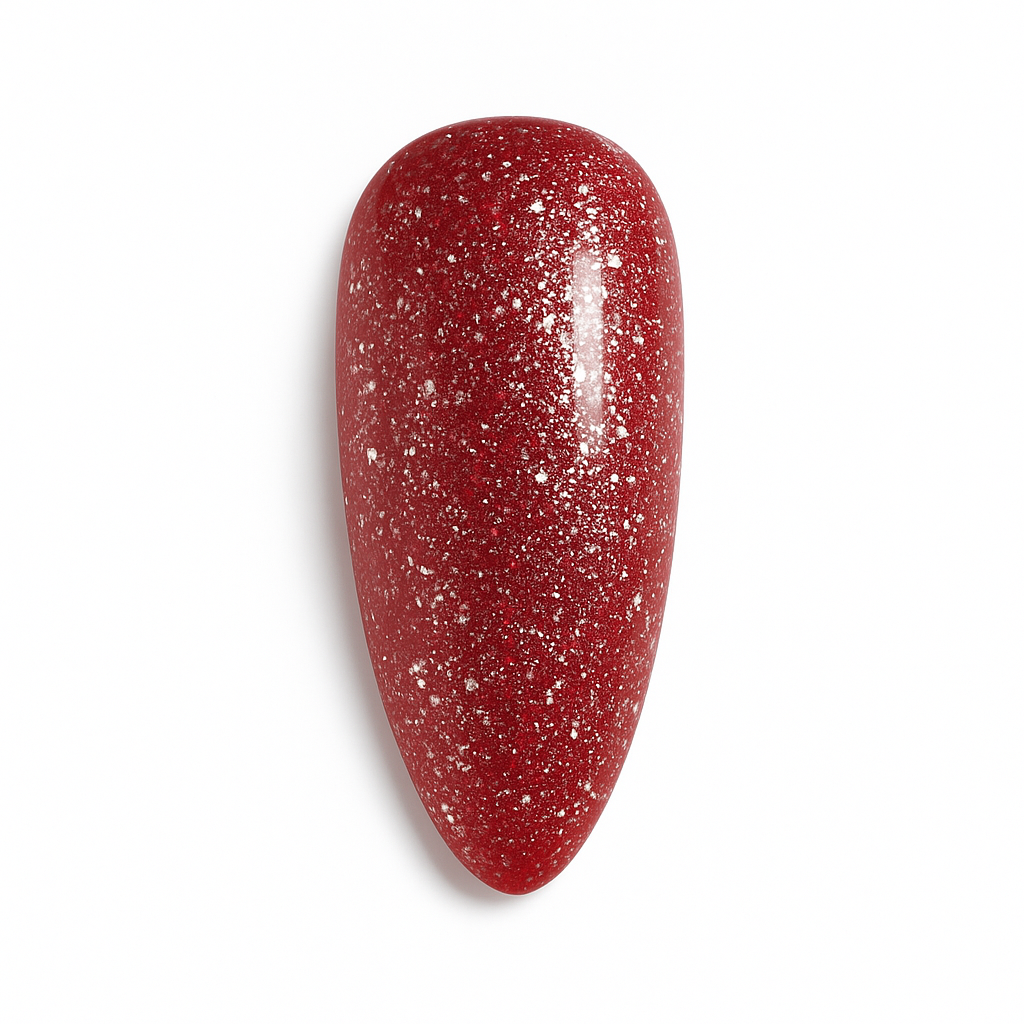 Studio Amelie Midnight Allure – Glitzer-Farbgel in Scarlet Spell, hochglänzend auf weißem Hintergrund