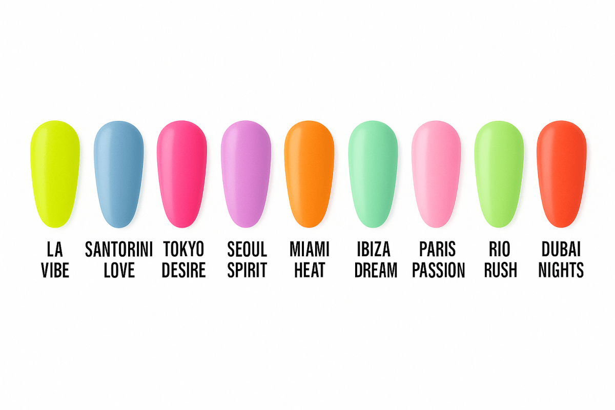 Alle 9 Neon UV Builder Gele im Set – mit 20 % Vorteilspreis - Studio Amelie