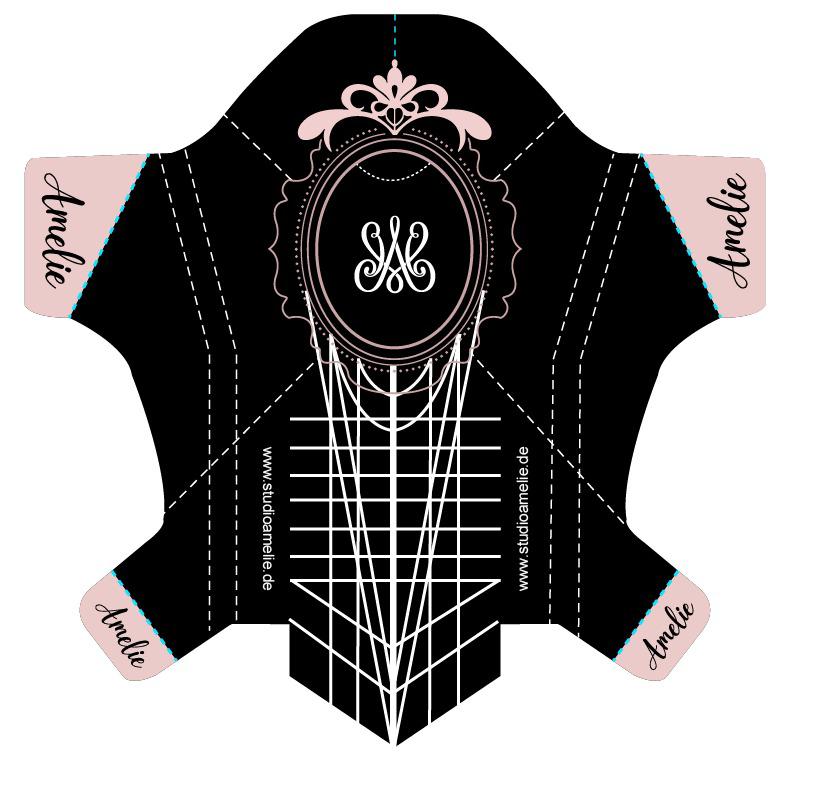 Studio Amelie Extra Strong Nagelschablonen im Schwarz-Roségold-Design, 300er Rolle – formstabile Nail Forms für extreme und Salonformen in Studioqualität.