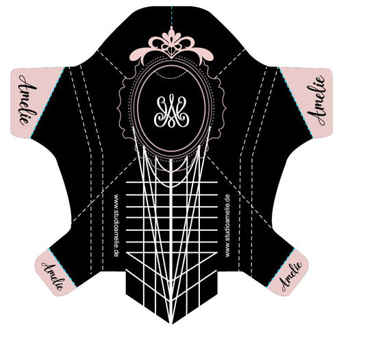 Studio Amelie Extra Strong Nagelschablonen im Schwarz-Roségold-Design, 300er Rolle – formstabile Nail Forms für extreme und Salonformen in Studioqualität.