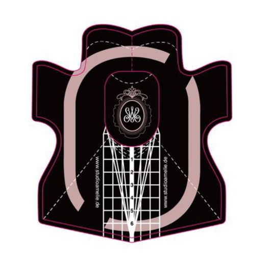 Studio Amelie Nagelschablonen im Schwarz-Roségold-Design, Salon Style, 300er Rolle für präzise Gel-, Acryl- und Acrygel-Modellagen in Studioqualität.