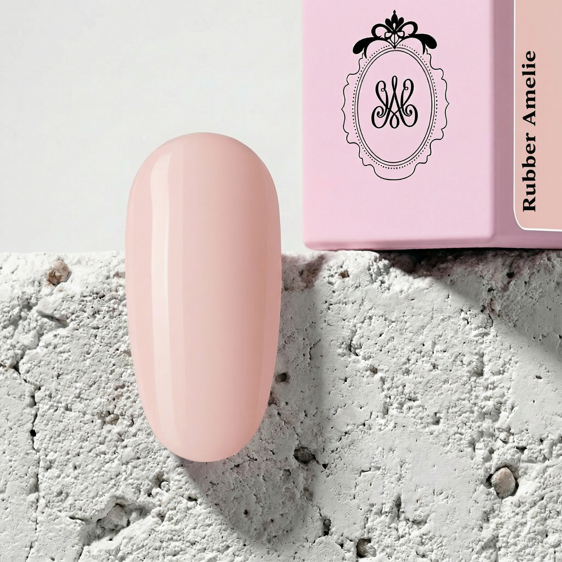 Rubber Base Gel Amelie in zartem Rosé, elastisches Soak-Off Rubber Base Gel für natürliche Looks