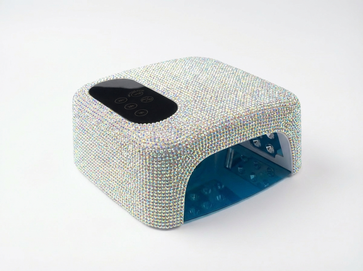 Studio Amelie UV/LED Lampe 72W Crystal Edition – luxuriöses Design mit funkelnder Strass-Veredelung, blauem Licht und 72 Watt Leistung.