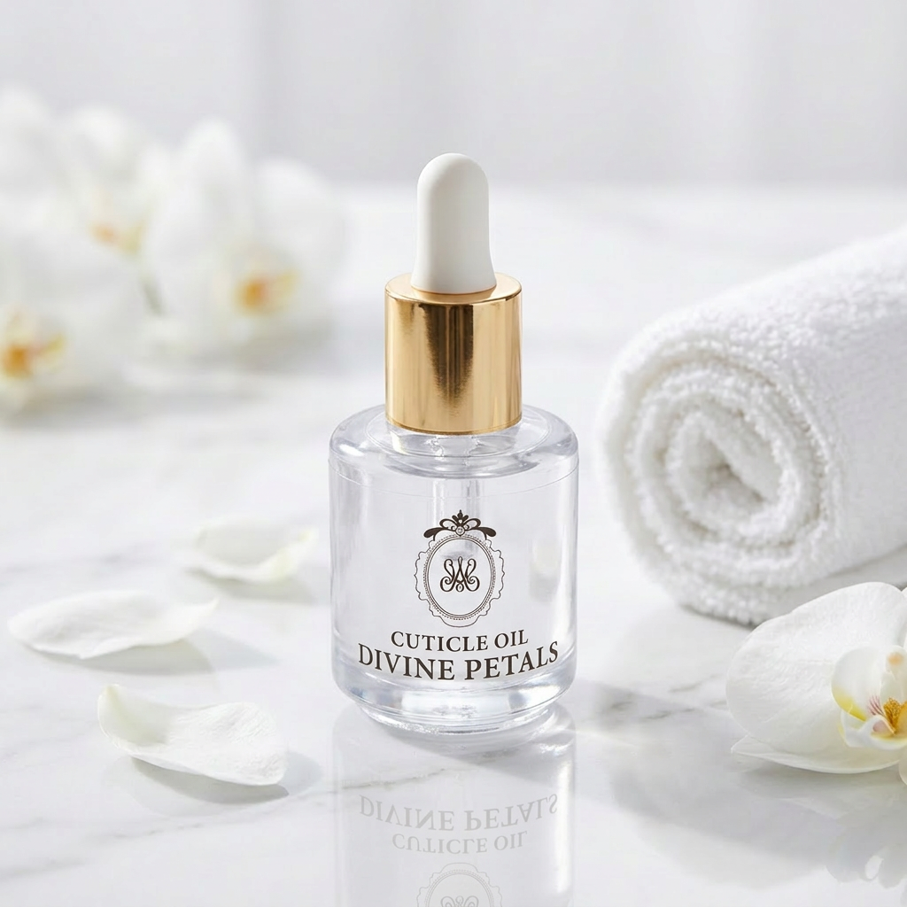 Studio Amelie Nagelöl Divine Petals in Spa-Umgebung mit Orchideenblüten