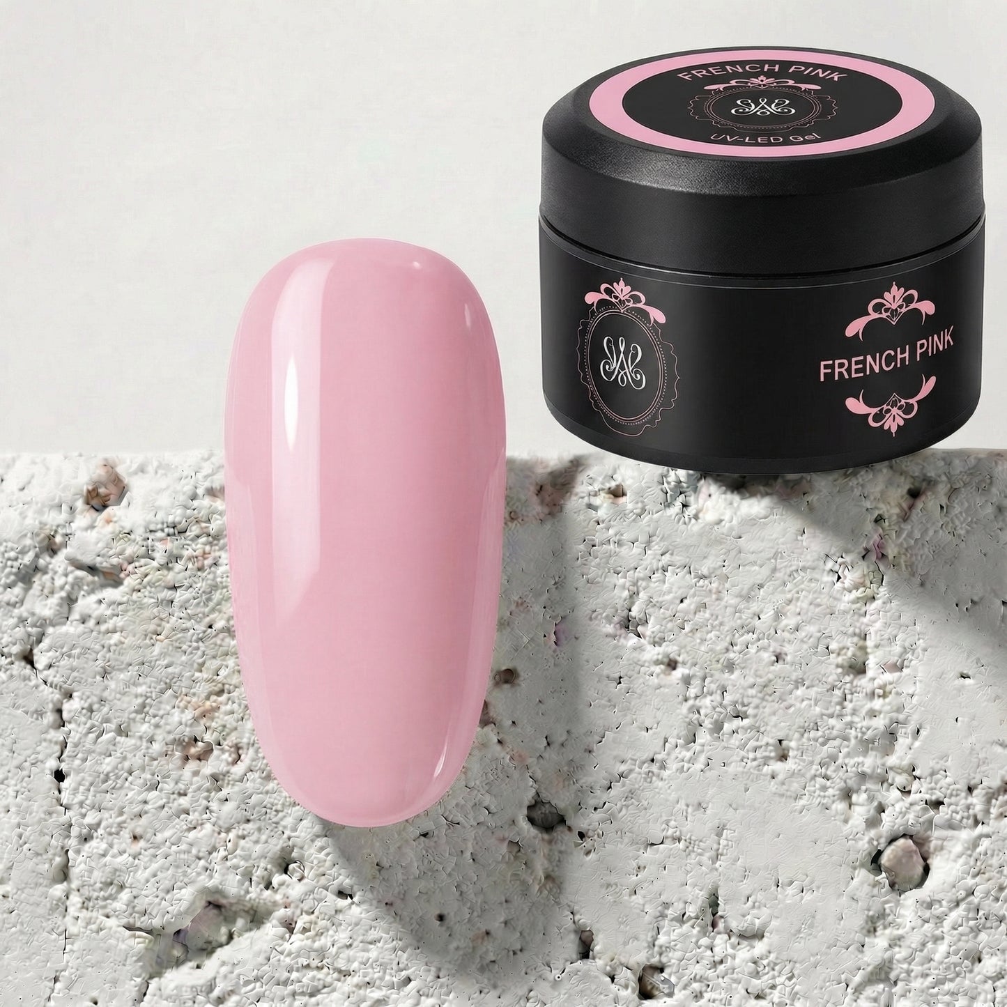 French Pink Premium No-File Gel von Studio Amelie – sanftes French-Rosé für natürliche und schnelle Modellagen