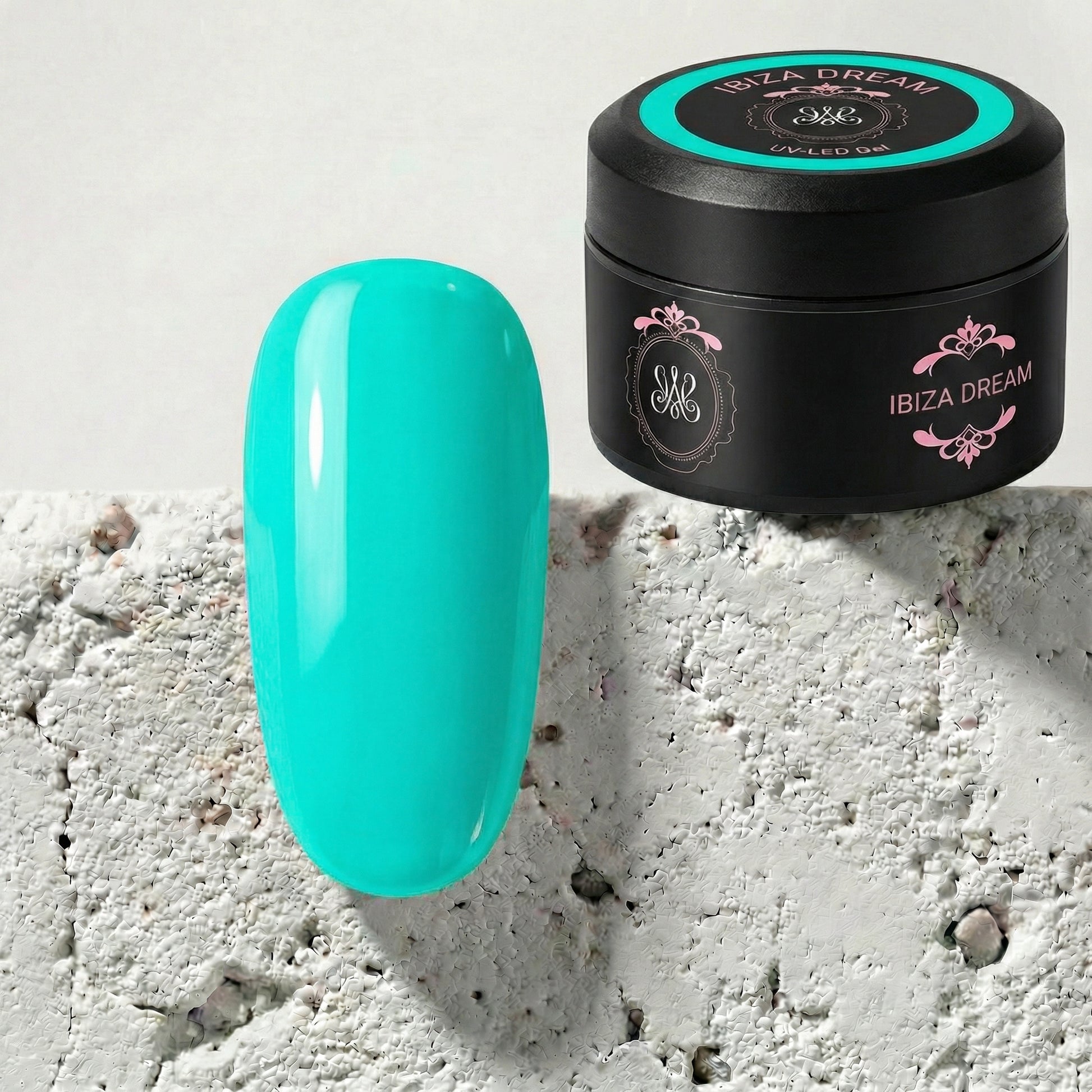 Neon UV Builder Gel Ibiza Dream – Frisches Türkis-Blau mit leuchtender Jelly-Konsistenz.