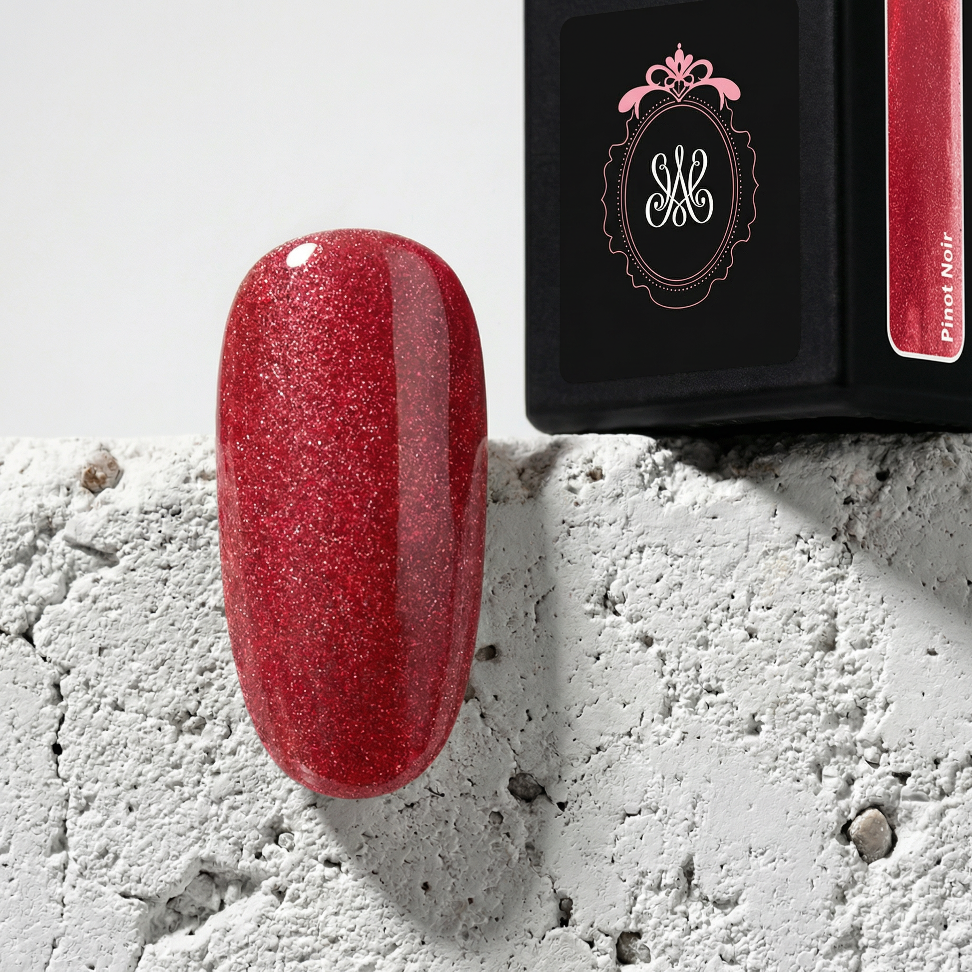 Studio Amelie Soak-Off Color Gel – Farbton Pinot Noir, dunkles Rotbraun mit Cateye-Effekt