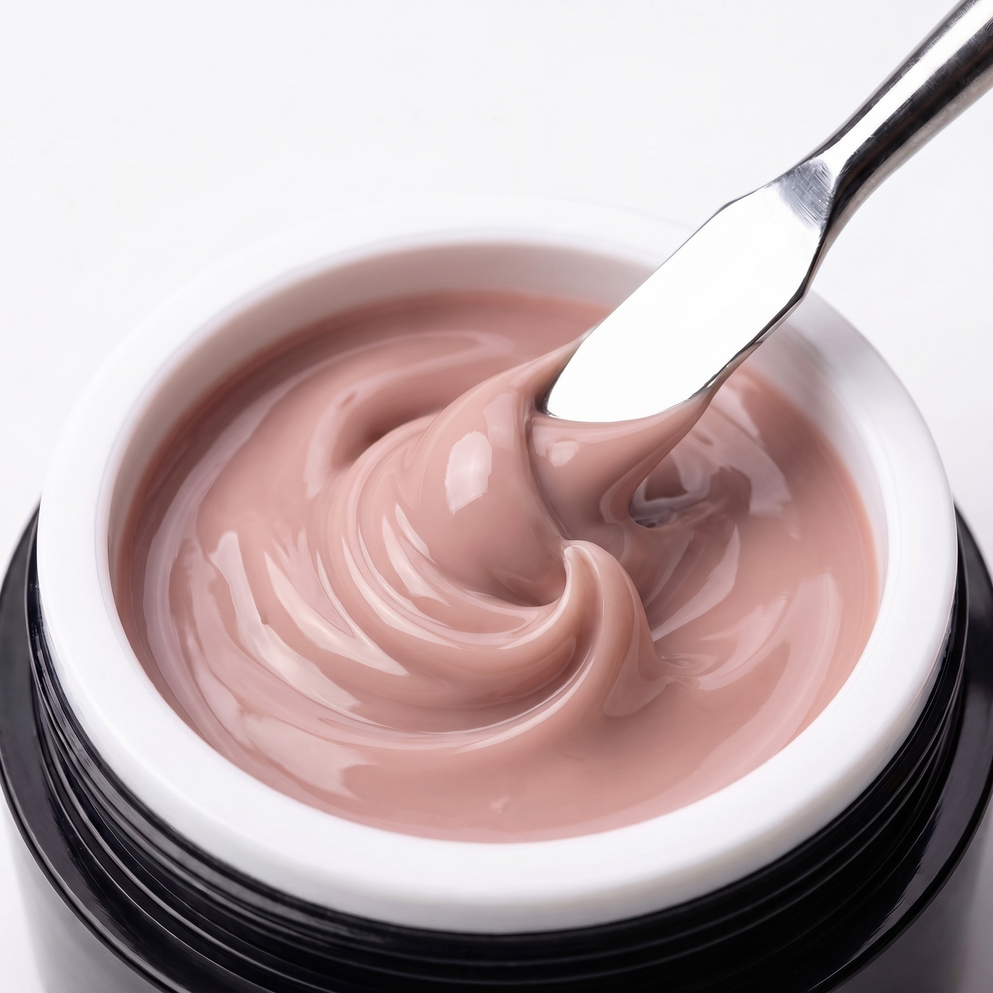 Konsistenz und Farbmuster des Precision Builder Nude Korrekturgels auf dem Naturnagel