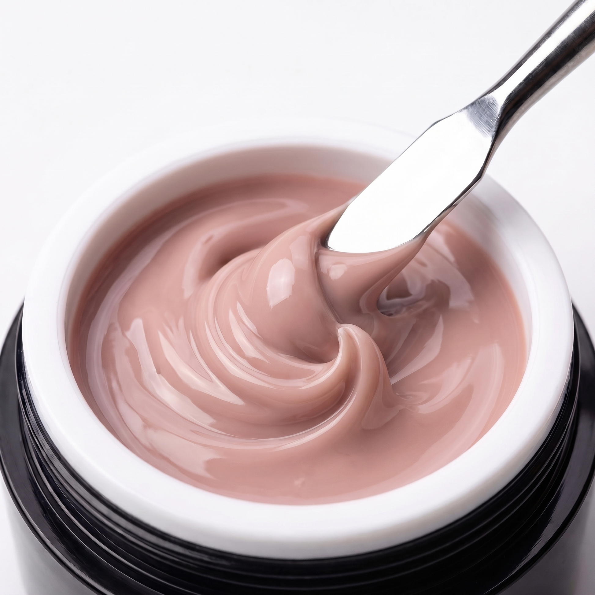 Konsistenz und Farbmuster des Precision Builder Nude Korrekturgels auf dem Naturnagel