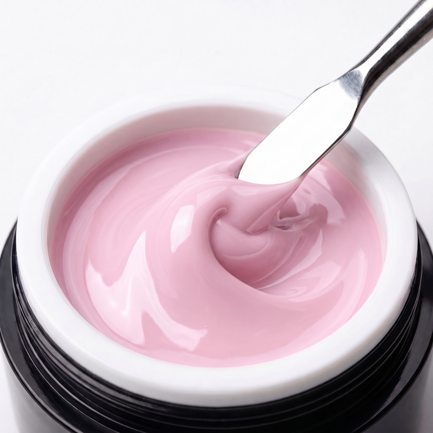 Konsistenz und Farbmuster des Precision Builder Pink Korrekturgels auf dem Naturnagel