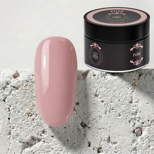Pure Premium No-File Gel von Studio Amelie – klarer, neutraler Rosé-Nude-Ton für natürliche Modellagen