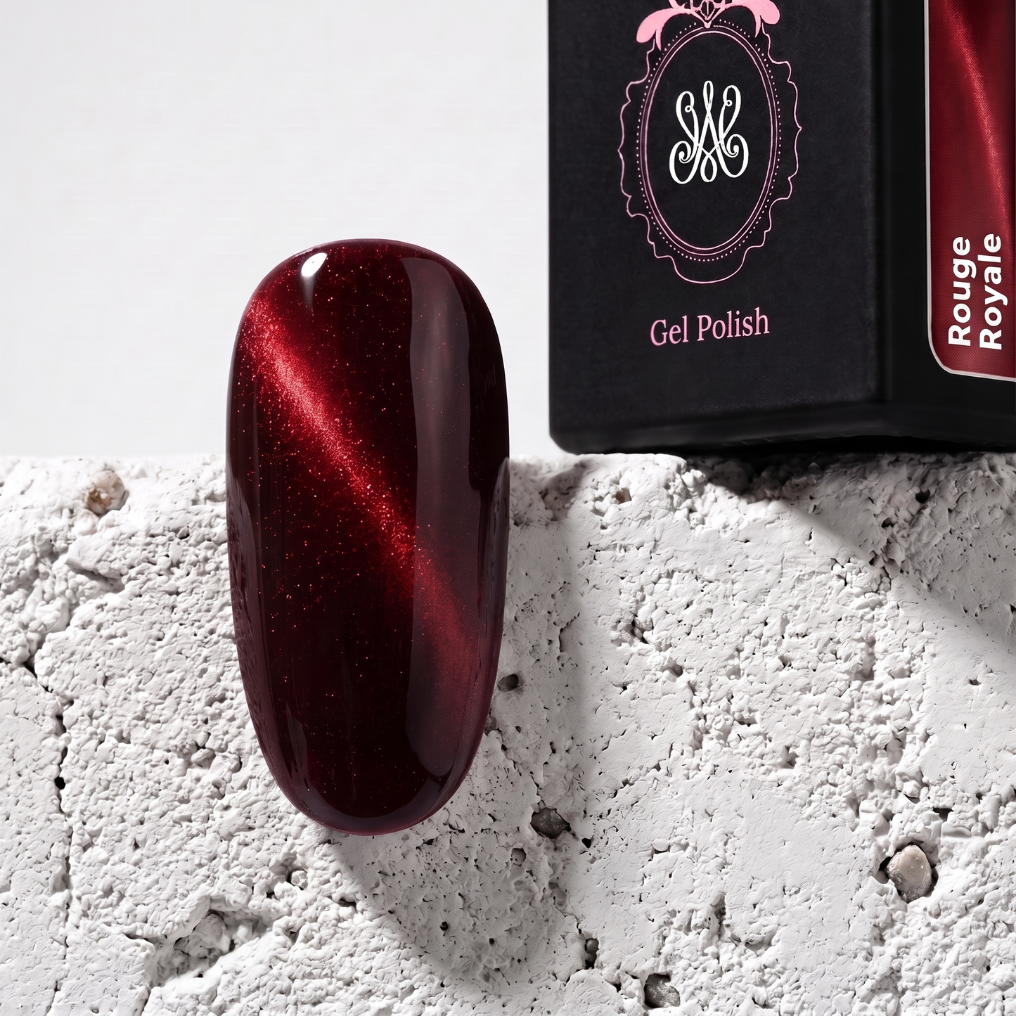 Studio Amelie Soak-Off Color Gel – Farbton Rouge Royale, tiefes Bordeauxrot mit Cateye-Effekt