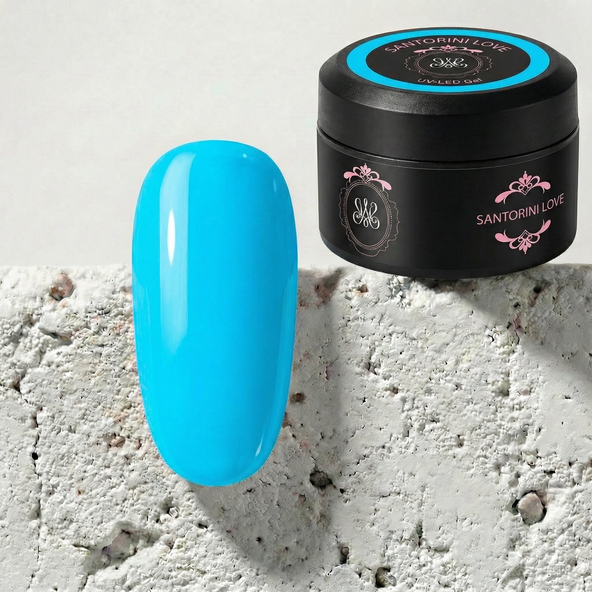 Neon UV Builder Gel Santorini Love – Strahlendes Mittelblau in Jelly-Optik, ideal für Glass Nails.