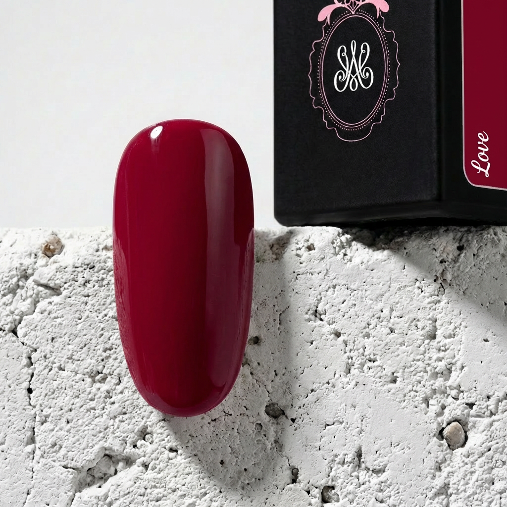 Studio Amelie Soak‑Off Color Gel – Farbton Love, tiefes Rot‑Burgunder, glänzend