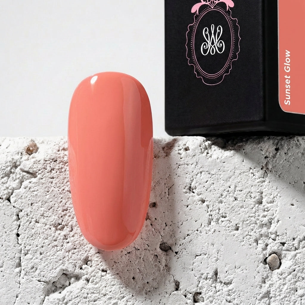 Studio Amelie Soak‑Off Color Gel – Farbton Sunset Glow, warmer Korallton, glänzend