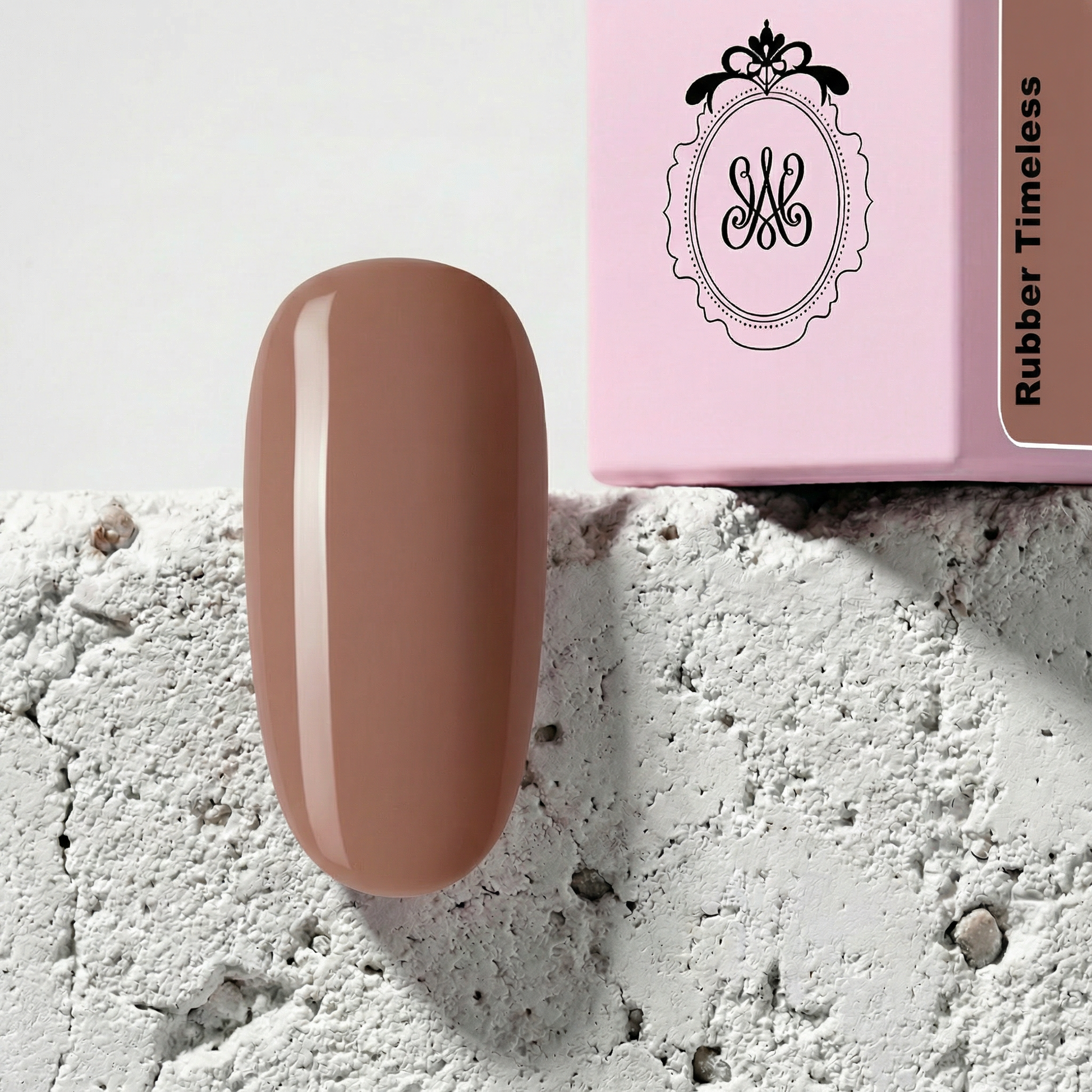 Rubber Base Gel Timeless in gedecktem Mauve-Nude, selbstnivellierendes Soak-Off Rubber Base Gel