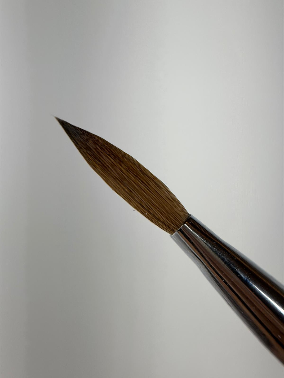 Seitenansicht des AM Champ #8 Acrylpinsels aus Kolinsky-Haar, Größe 8, von Studio Amelie